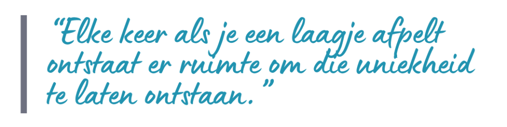 Quote - elke keer dat je een laag afpelt